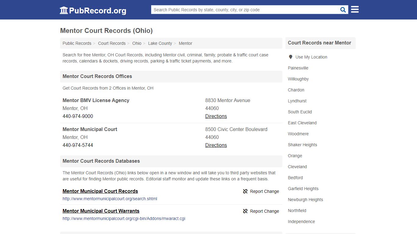 Free Mentor Court Records (Ohio Court Records) - PubRecord.org